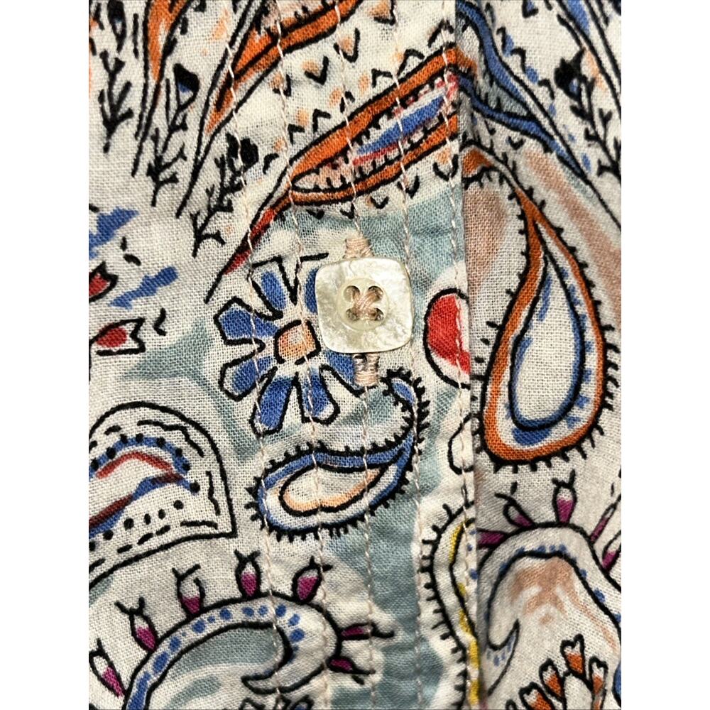Coldwater Creek Sz LG Cotton Floral paisley Band Collar Shirt Pintucks Career - Picture 11 of 11